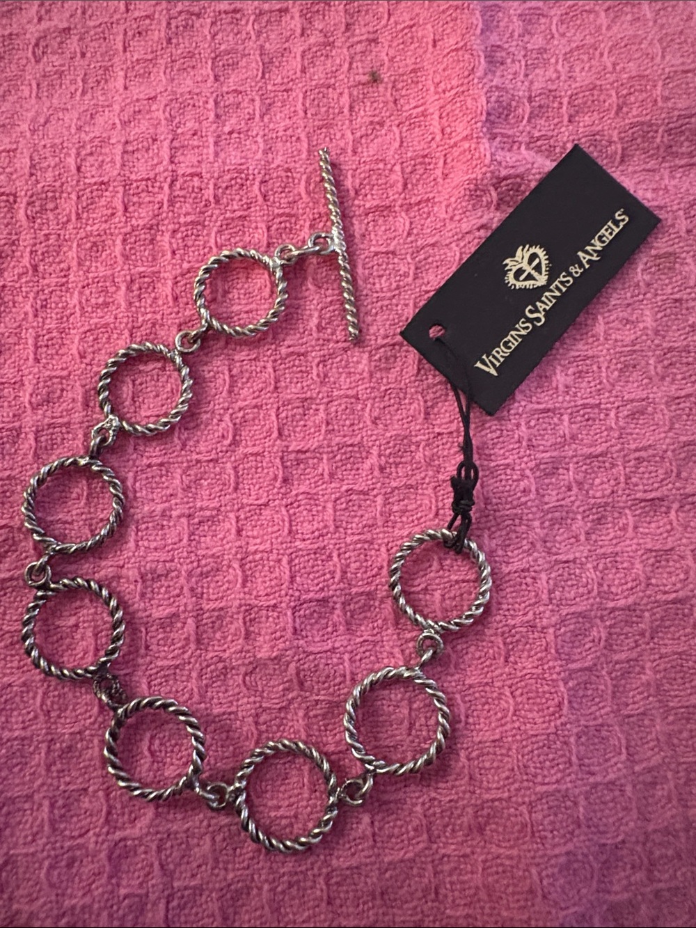 Virgins Saints & Angels Silver Rope Circle Link Extender in Gunmetal